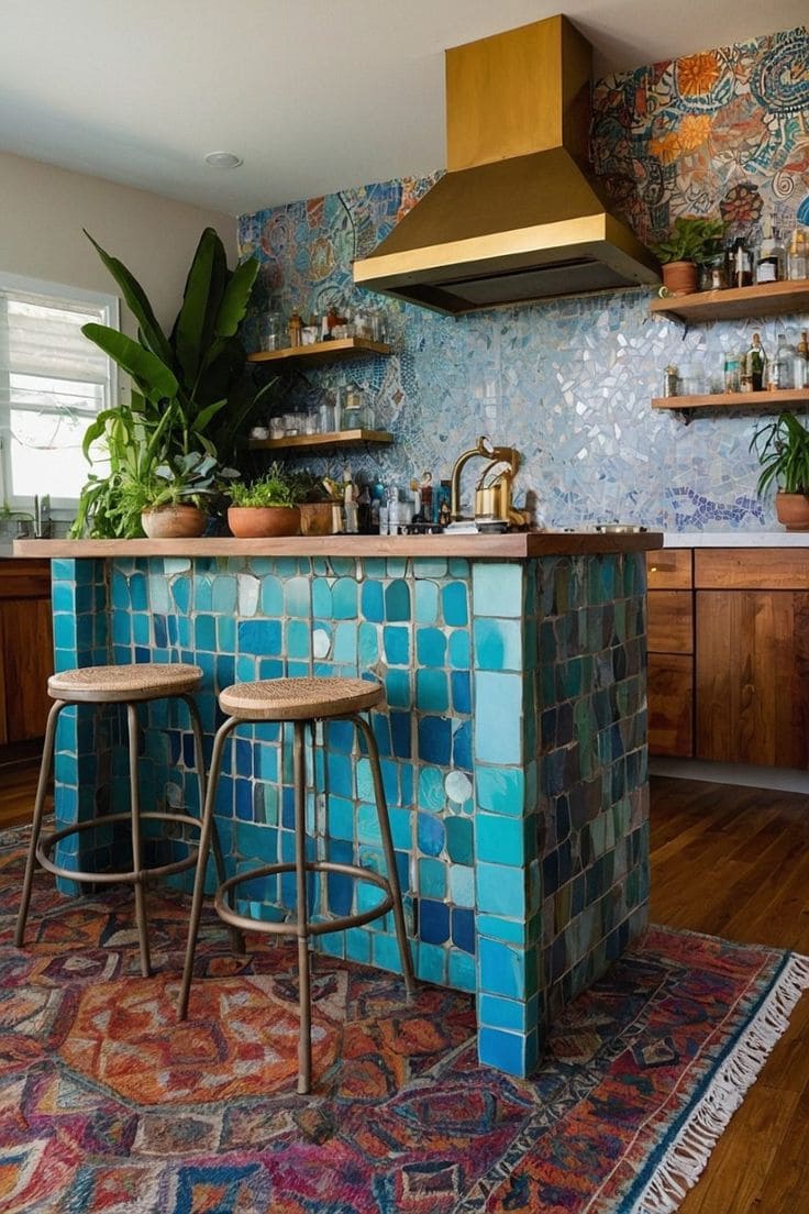 Bohemian Mosaic Tile Kitchen