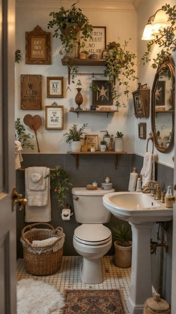 Boho Chic Cottage Bathroom with Rustic Charm