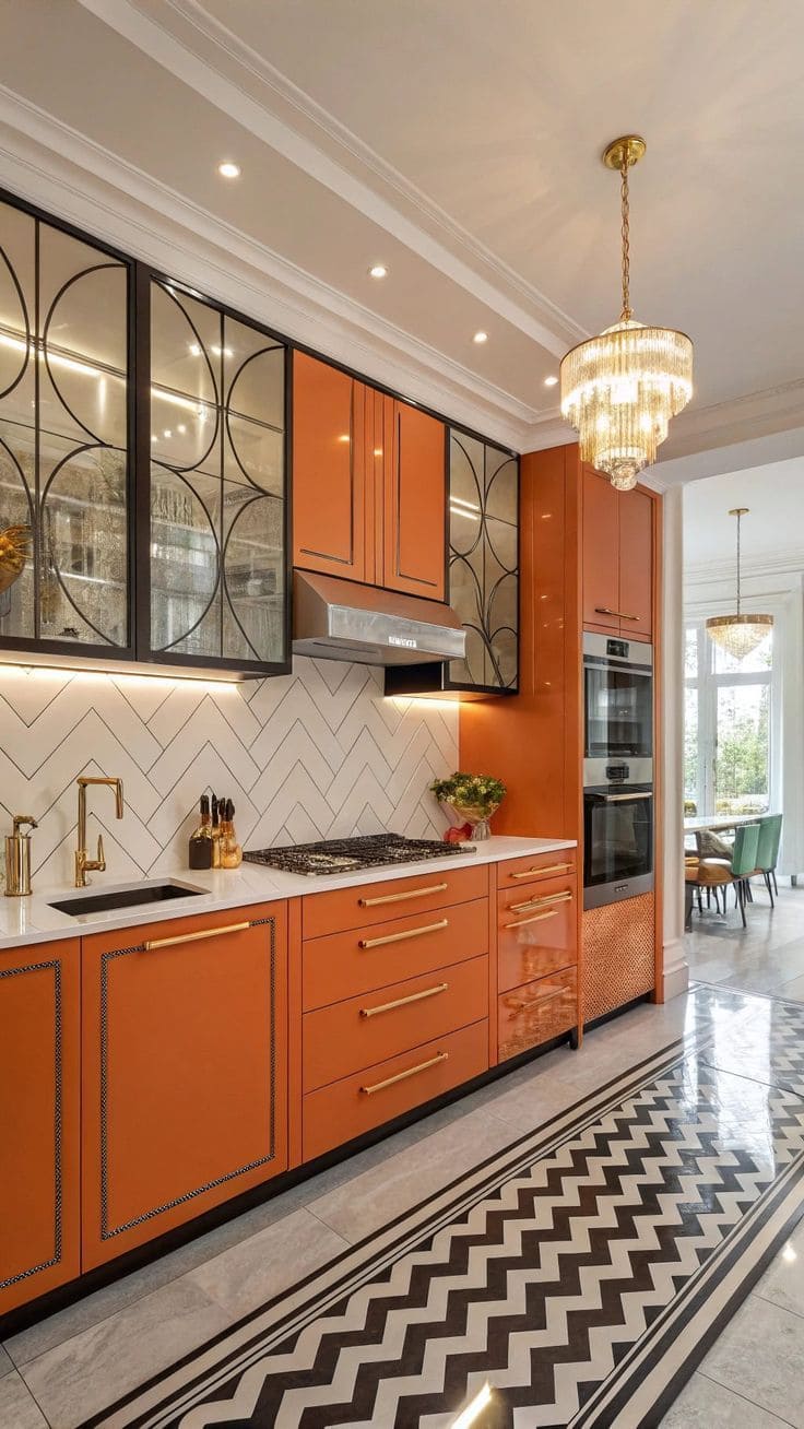 Bold Orange Luxe Kitchen