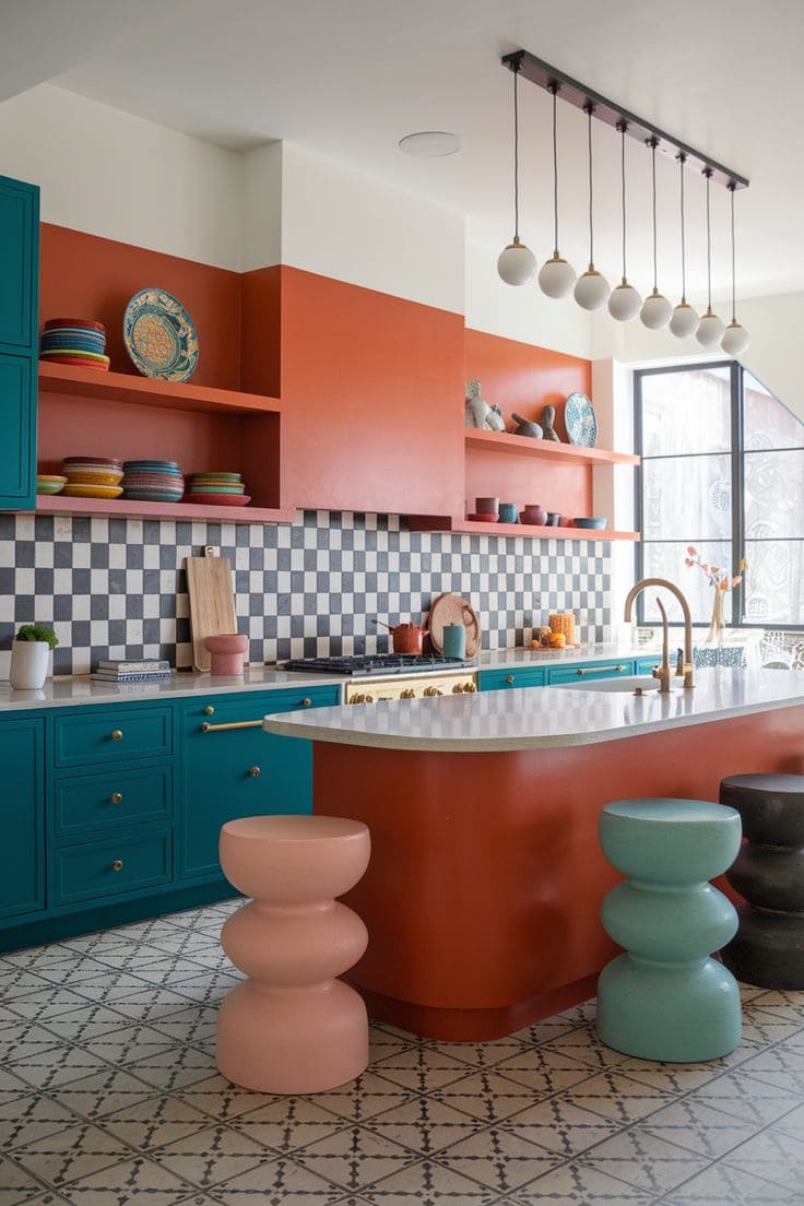 Color Block Contemporary Kitchen