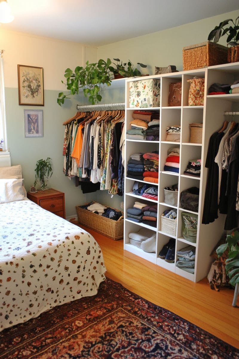 Custom Closet with Shelving and Hanging Rods