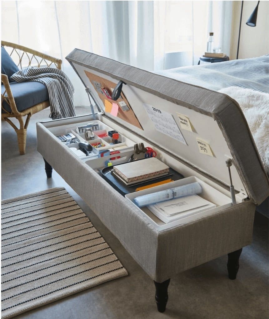 Multi-Functional Storage Bench for Bedroom Organization