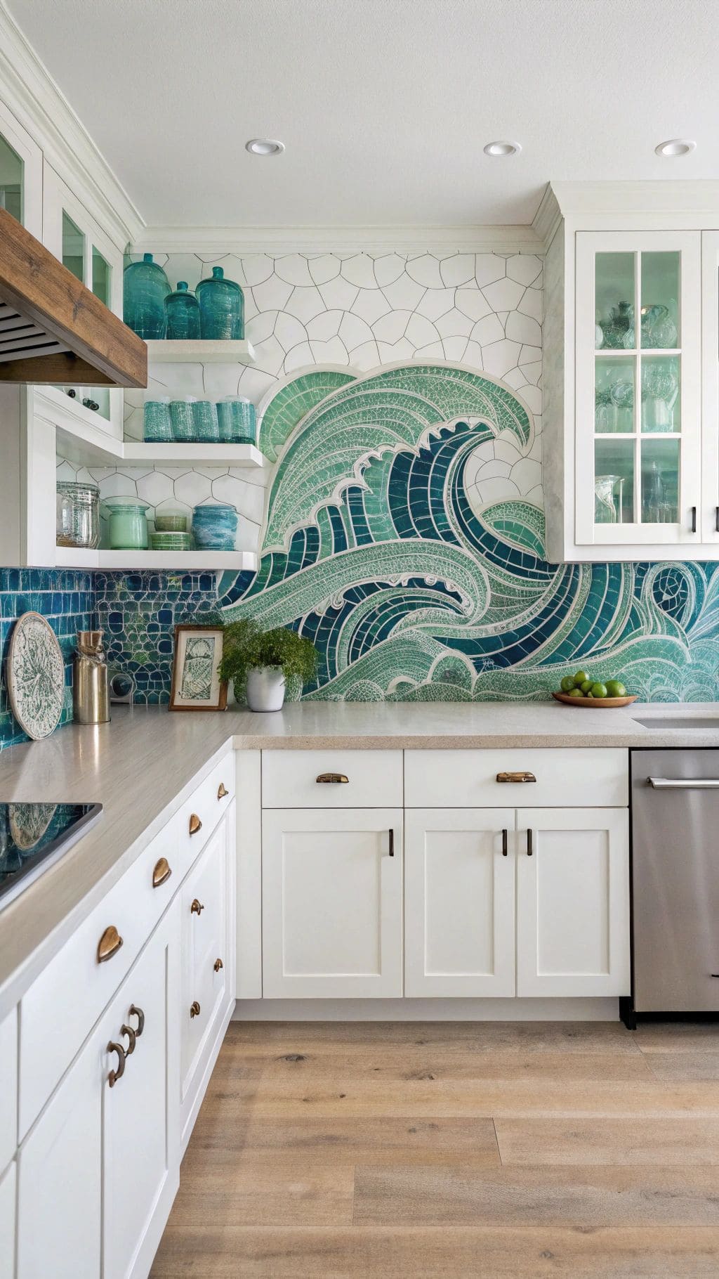 Ocean-Inspired Statement Tile Kitchen