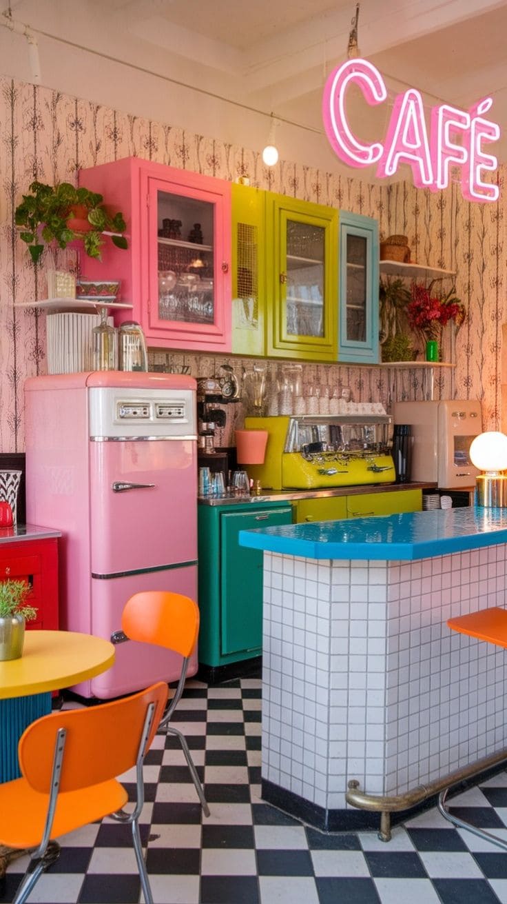 Playful Retro Cafe Kitchen