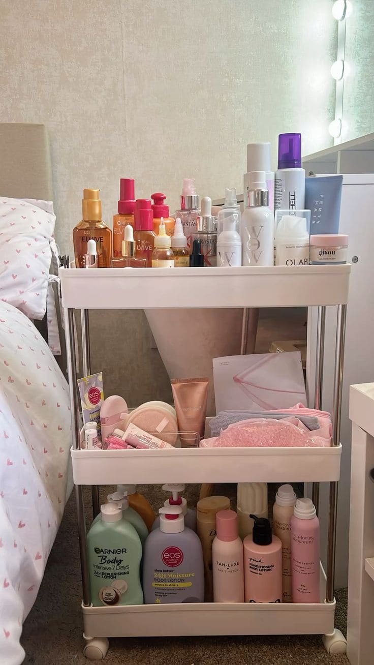 Rolling Storage Cart for Bedroom Essentials