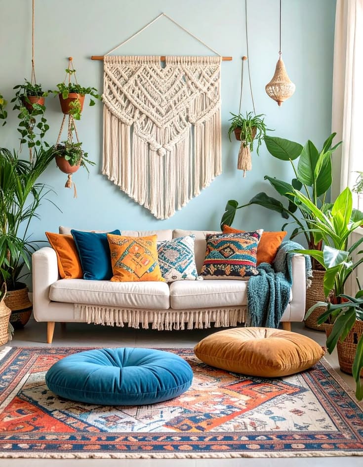 Soft Blue Boho Calm with Macrame Focus
