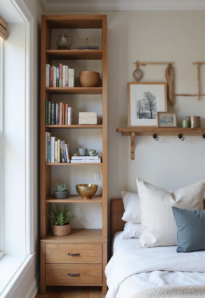Stylish Corner Bookshelf with Built-In Storage