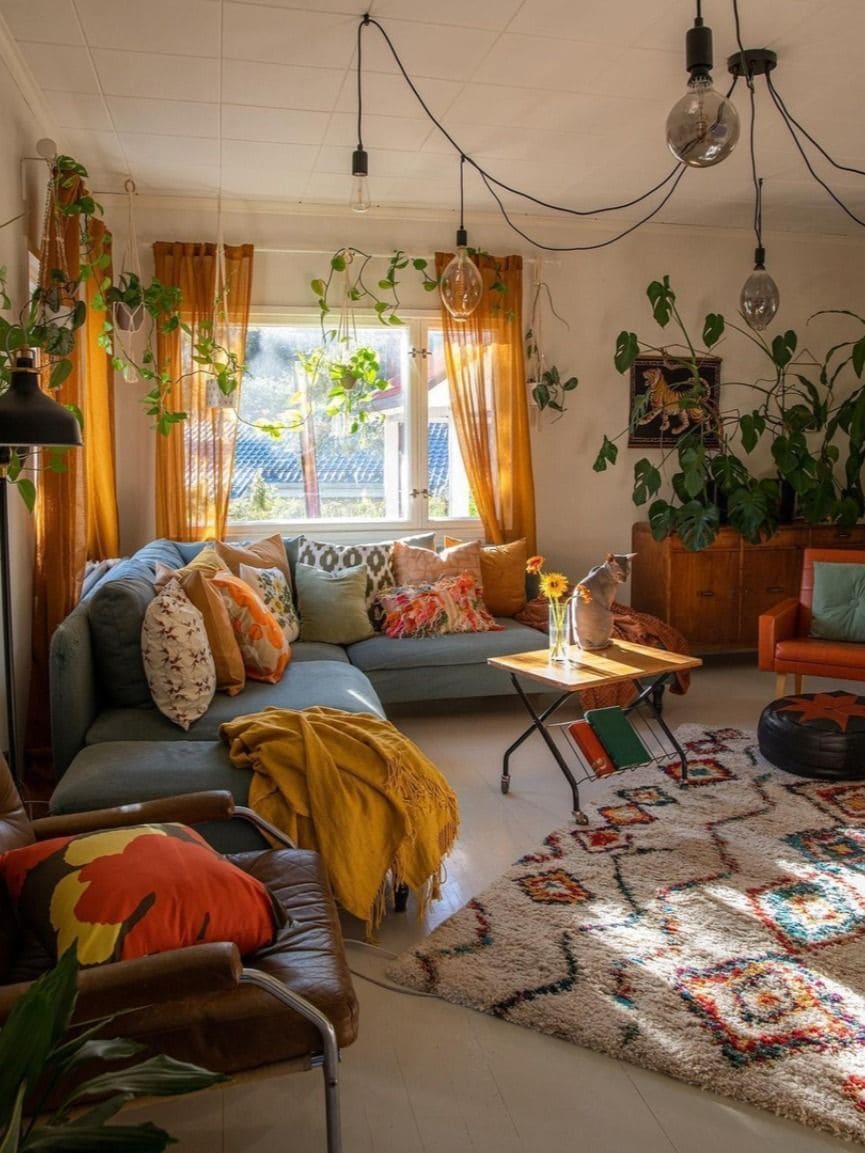 Sunlit Cozy Boho Living Room