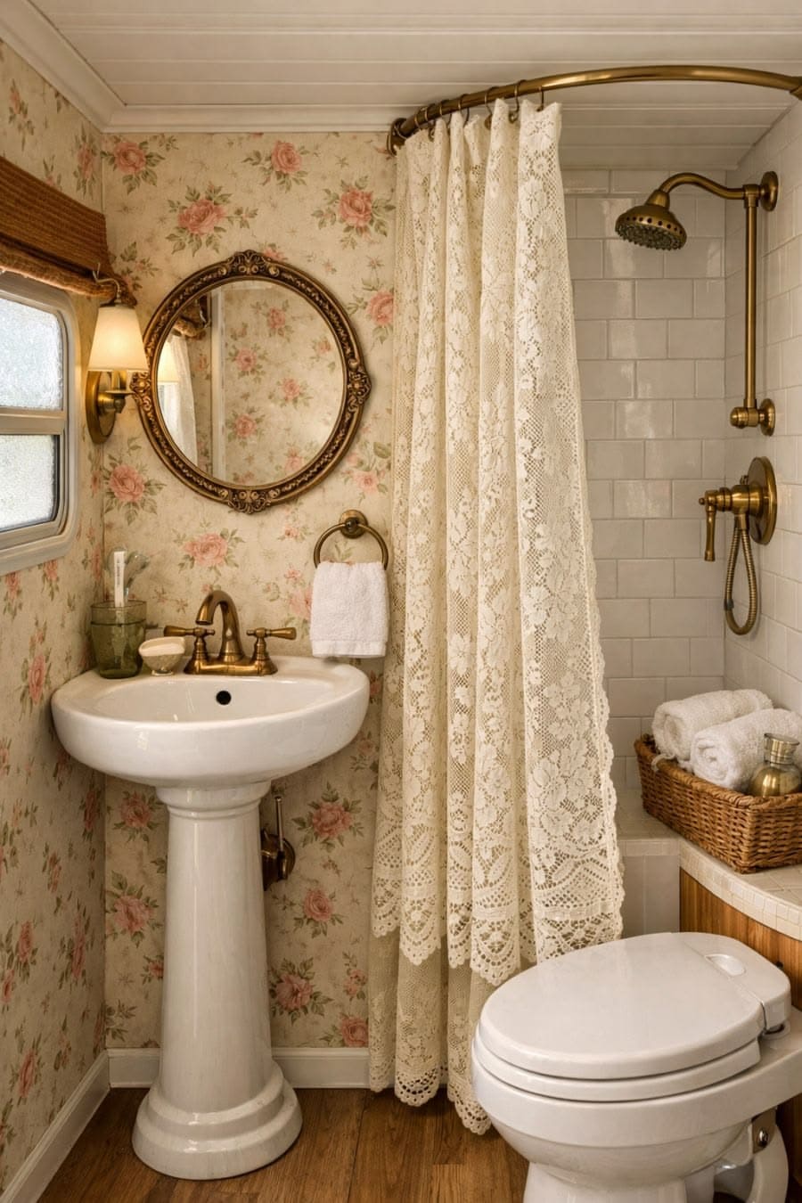 Vintage Floral Cottage Bathroom