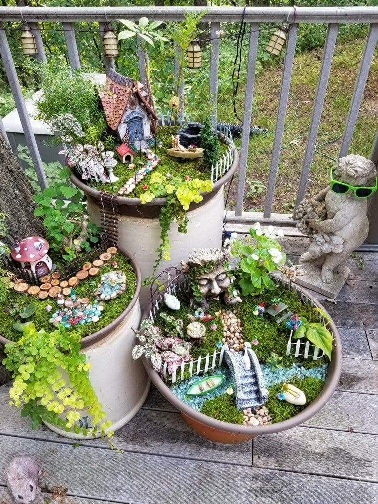Whimsical Fairy Garden in Planters